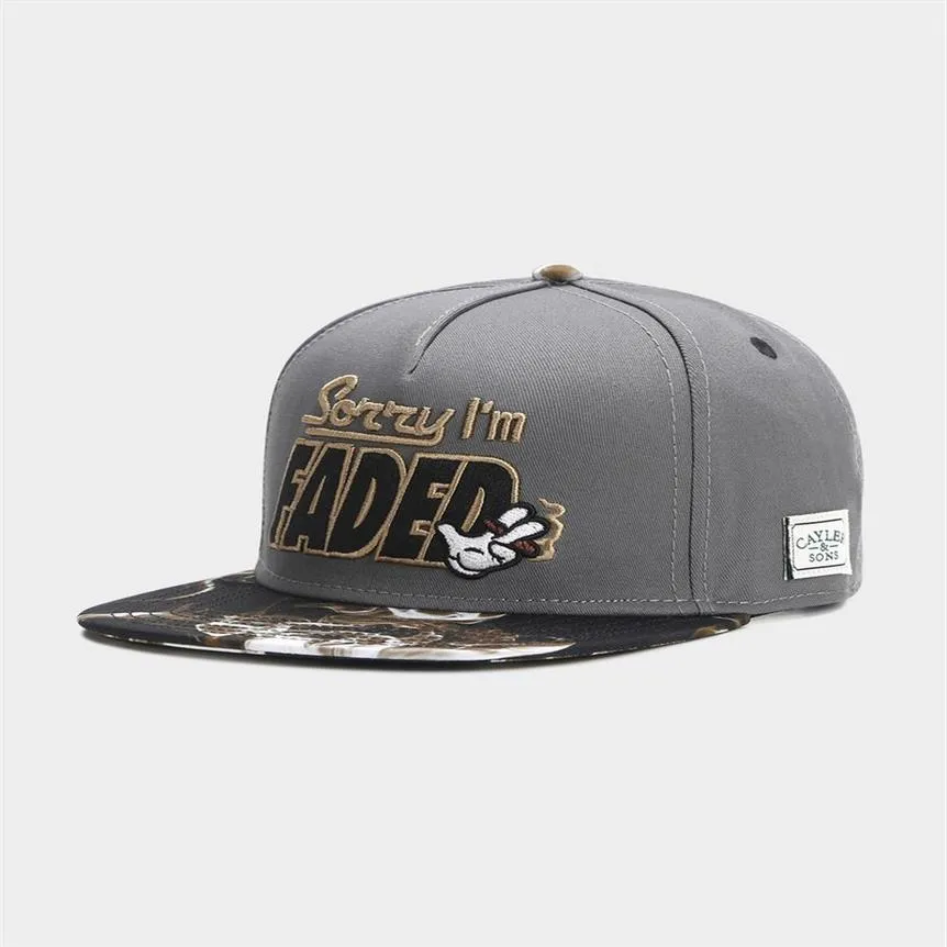 high quality classic fashion hip hop man woman snapbacks 100% polyester dark grey black gold C&S GL I'M FADED C235V