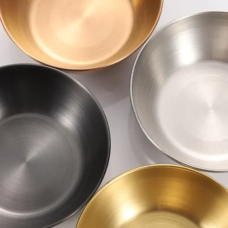 Stainless Steel Round Seasoning Dishes Bowls Condiment Cups Sushi Dipping Small Dish Bowl Saucers Mini Appetizer Plates