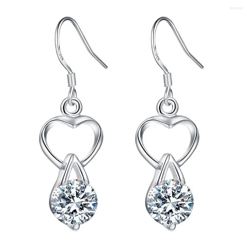 Dangle Earrings High Quality Gorgeous AE487 Classic Silver Color For Women Wholesale Fashion Jewelry Bubble Heart