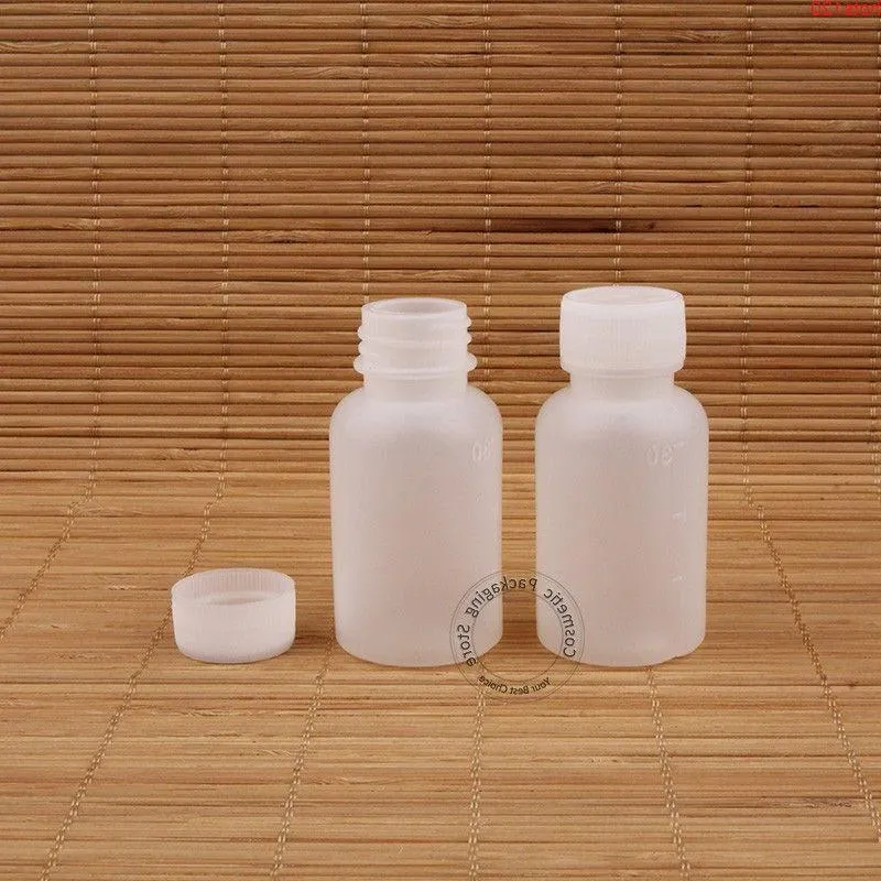 100 st/parti grossist tom 30 ml/cc plastflaska med kalibrering PE Medicinal container påfyllningsbar förpackning transparent vialhood qty nhlb