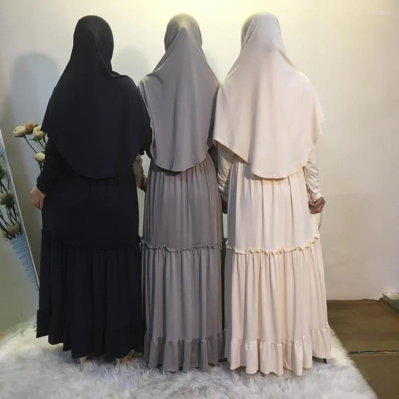 Abbigliamento etnico 2 pezzi Abito Hijab da donna musulmana Abaya modesto Eid Ramadan Khimar islamico Jilbab Dubai Turchia Abito Jalabiya Caftano Abaya