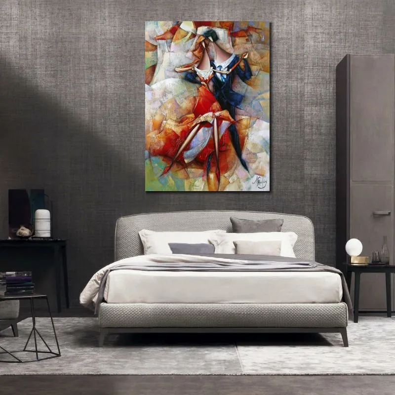 Lienzo abstracto arte bailarina pintura al óleo hecha a mano decoración moderna estudio apartamento