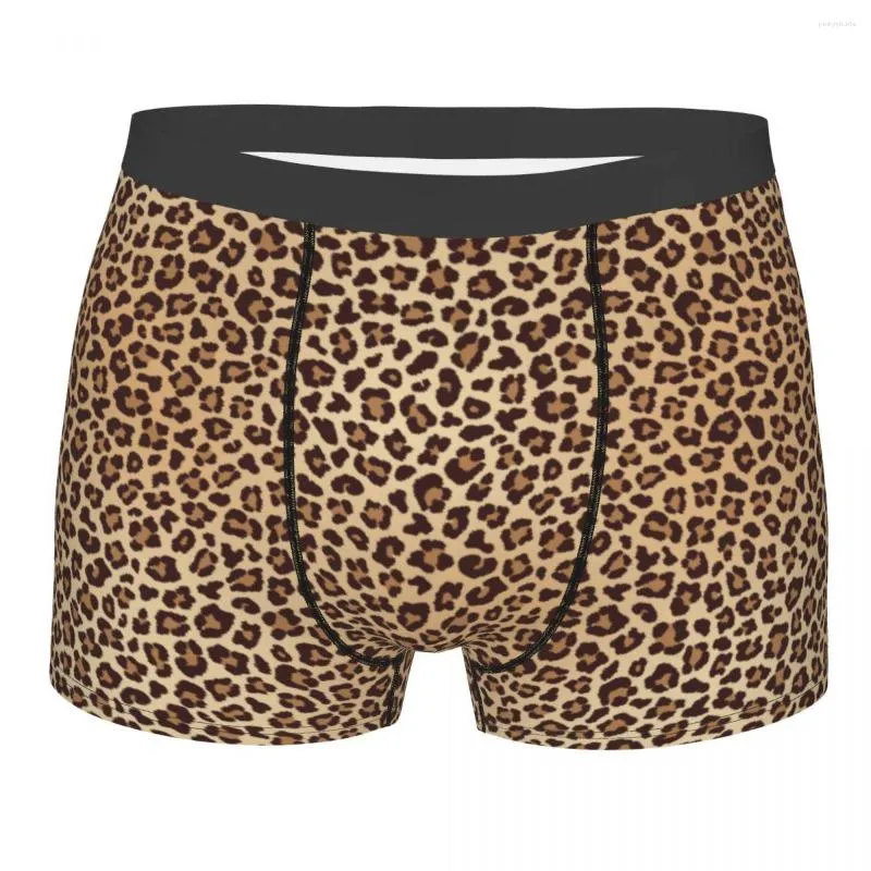 Leopard Fur Print Cotton Boxer Briefs For Men Leopard Print