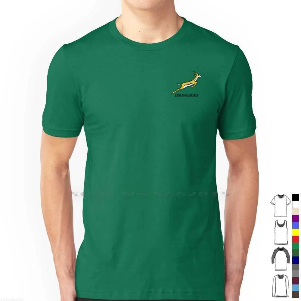 Herrtröjor tröjor springbok rugby redskap t shirt 100% bomullsbok rugby kort lång ärm tee topp