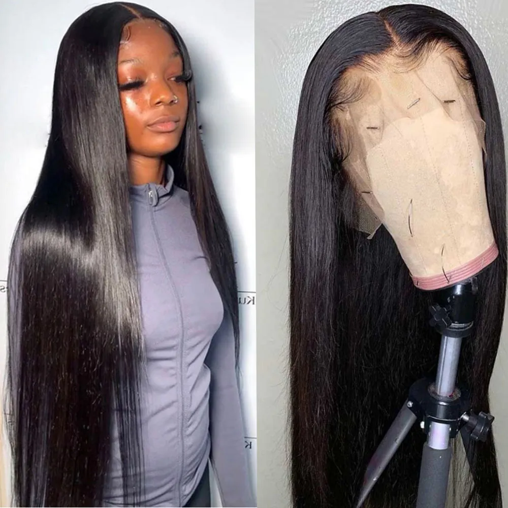 13x6 HD Lace Frontal Wig 36 38Inch Bone Straight 100% Human Hair Wig Brazilian Straight Lace Front Wig PrePlucked Hairline