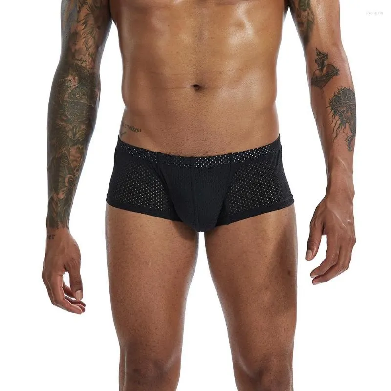 Unterhosen PINKY SENSON MENs Kurze Herren-Hose mit niedriger Taille und flachem Winkel, atmungsaktive Nylon-Mesh-Unterwäsche, einfarbig
