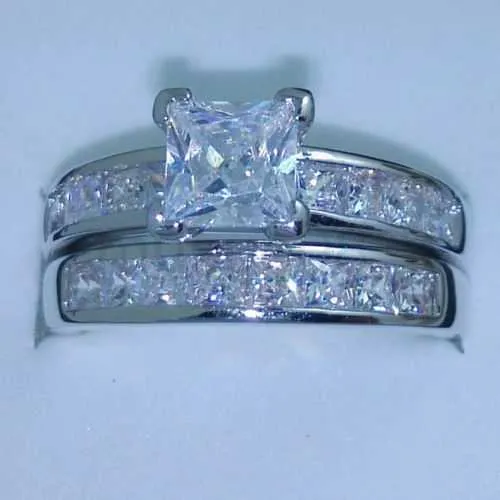 Кольца Band Rings Luxury Size 5/6/7/8/9/10 Ювелирные изделия 10 кт белого золота, заполненная топазом