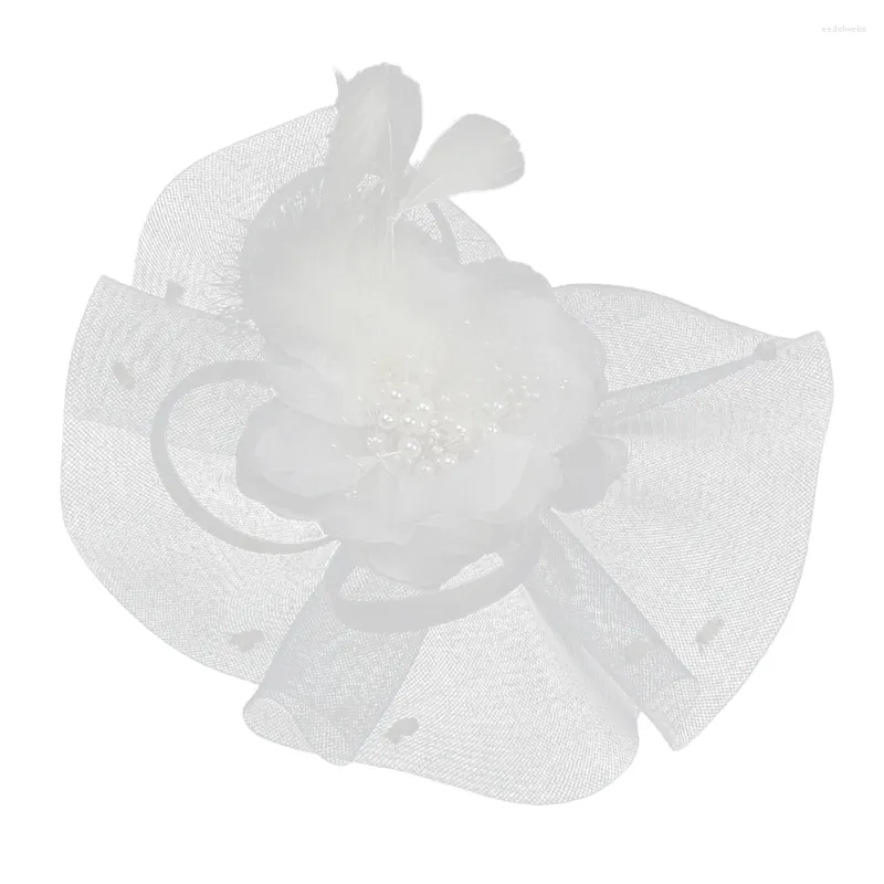Bandanas رائعة عصابة الرأس الأزهار غطاء الرأس شبكة الشعر مقطع المرأة الديكور لحفل حفل زفاف (أبيض)