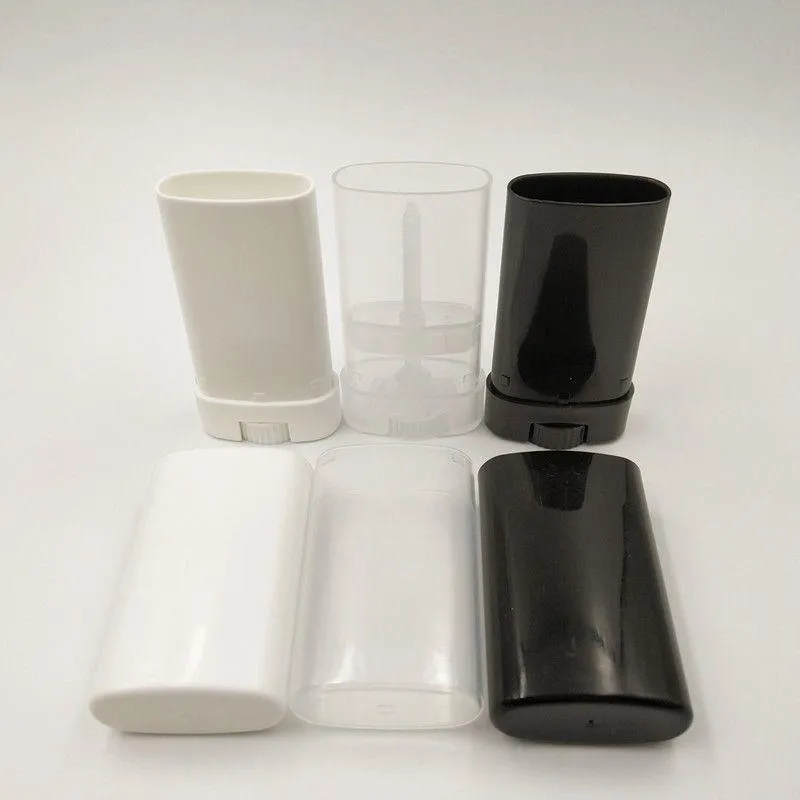 500 st/parti 15 ml/15g tomt plast oval läppstift behållare vit svart klart läppbalsam rör deodorant behållare med lock för diy kajqc