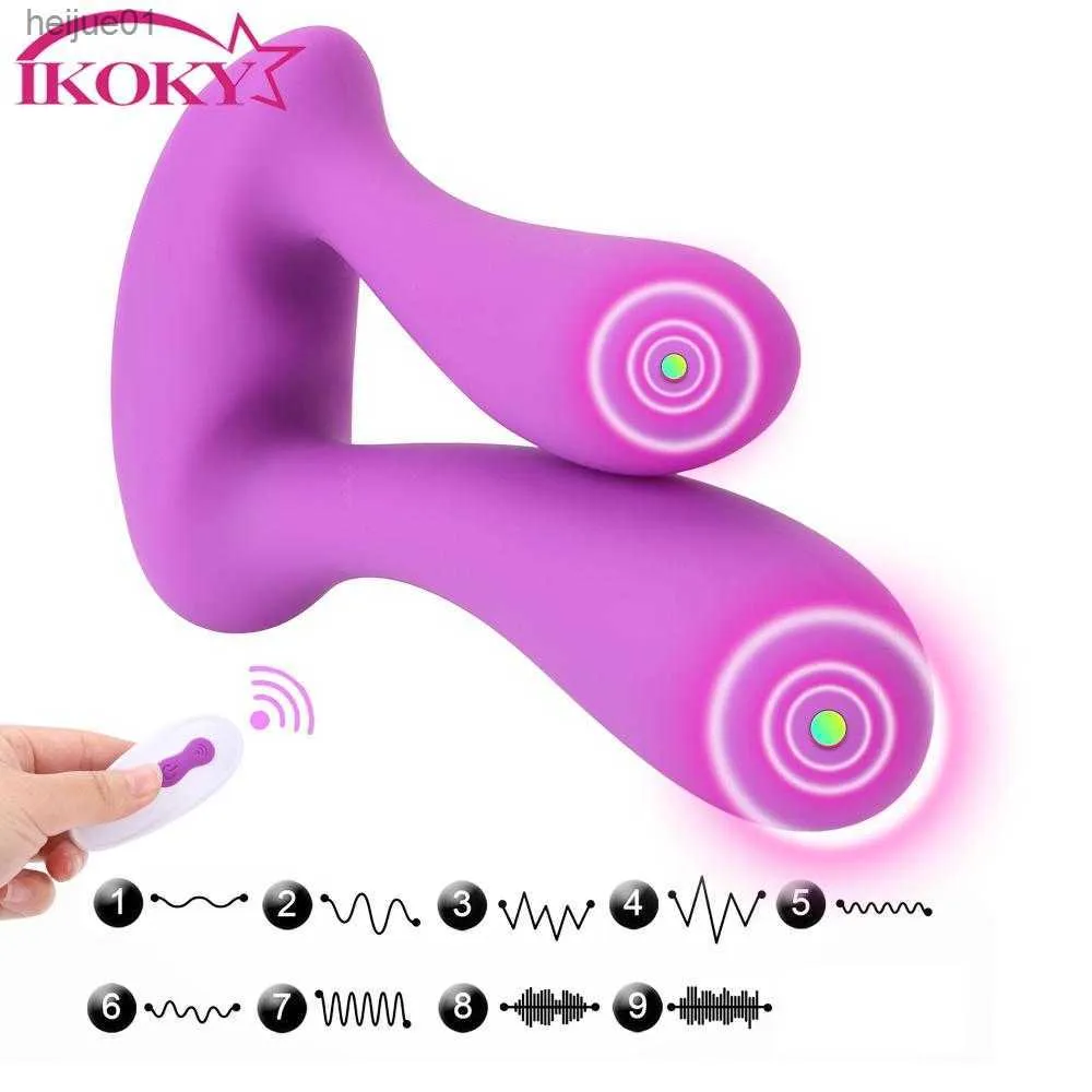 Двойное проникновение двойная головка анальная заглушка Вибратор Anus Wegina Massager 9 Speed ​​G-Spot стимулятор дистанционного управления половые игрушки для женщины L230518