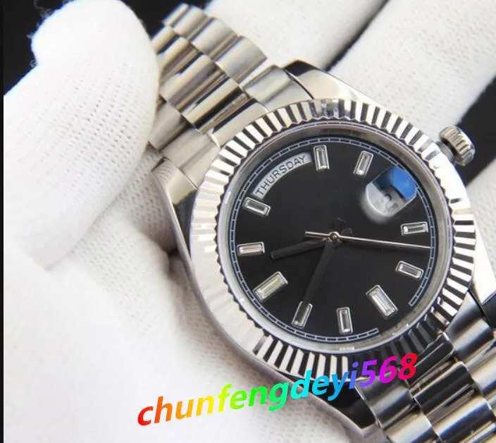 Classic Series Mens Watches 41mm Silver Black Diamonds Dial 228238 228239 Stainless Steel Bracelet Mechanical Automatic Sapphire Men's Watches Original Box