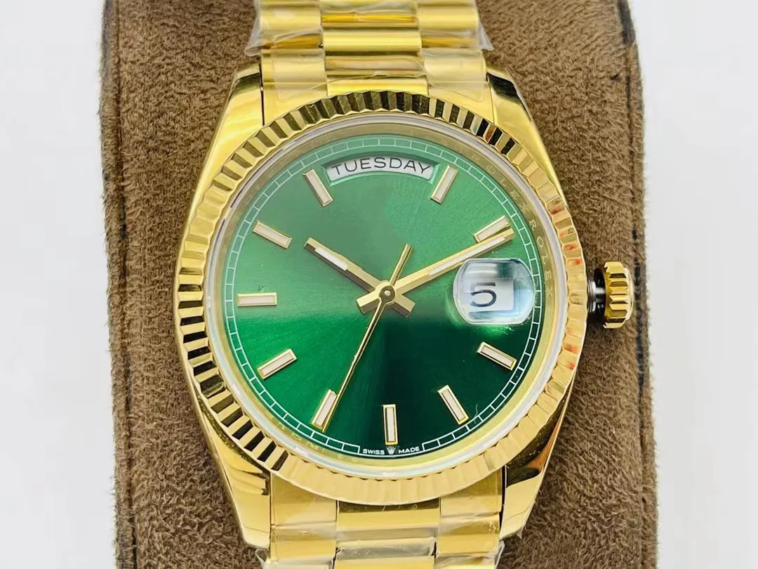 Avec boîte d'origine Montre de luxe de haute qualité 41mm President Datejust Sapphire Glass Asia 2813 Mouvement Mécanique Automatique Vert Dail Mens Montres Cadeau