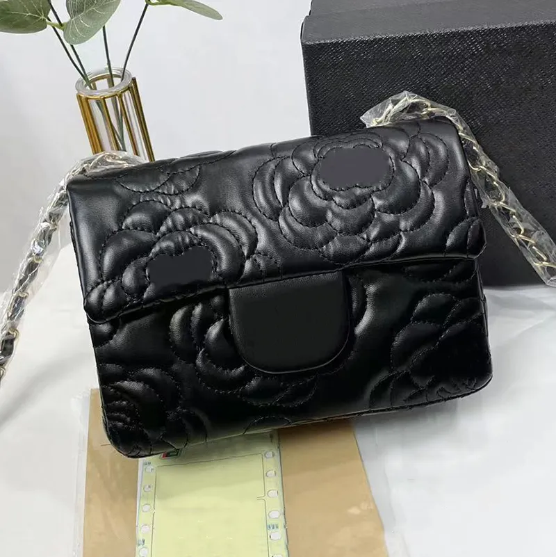 Camellia Flower Crossbody Designer Handbag: Classic Black Tote