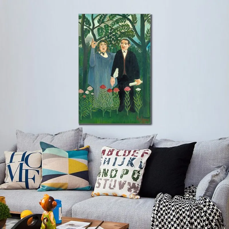 Jungle Landscape Canvas Art Der Poet Apollinaire Und Seine Muse. Pintura de Henri Rousseau de 1909 feita à mão linda decoração de quarto familiar