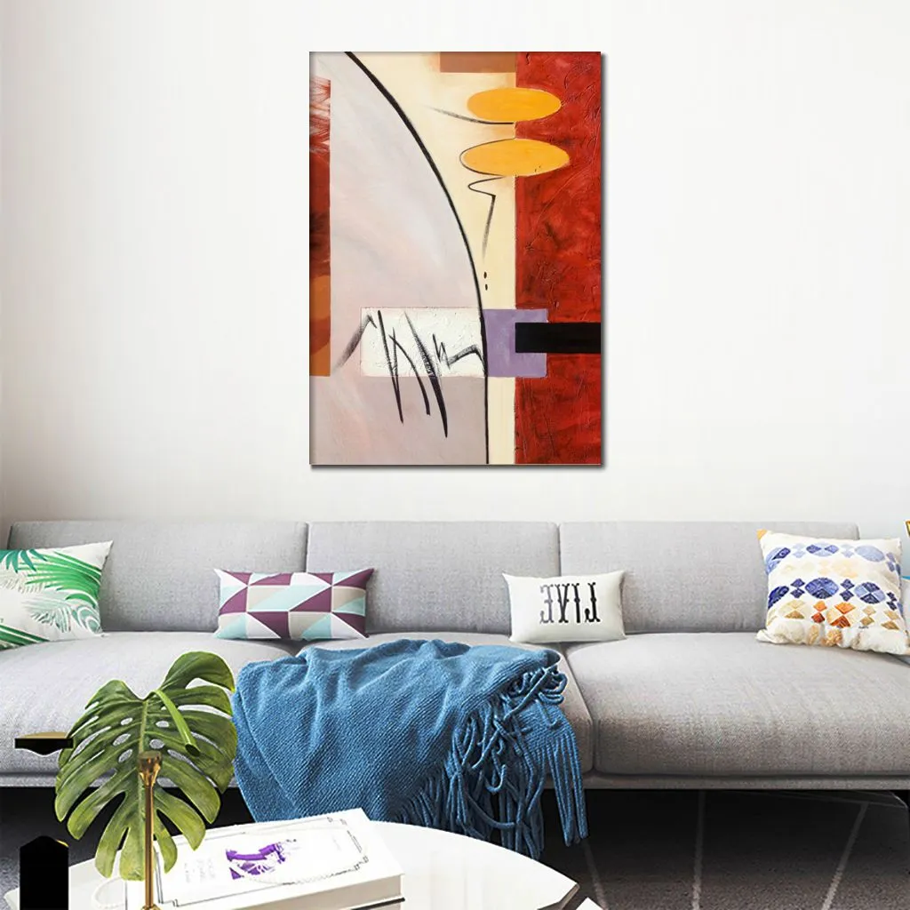 Abstract Canvas Art Silver Lining Handcrafted Oil Painting Modern Decor Studio Apartment