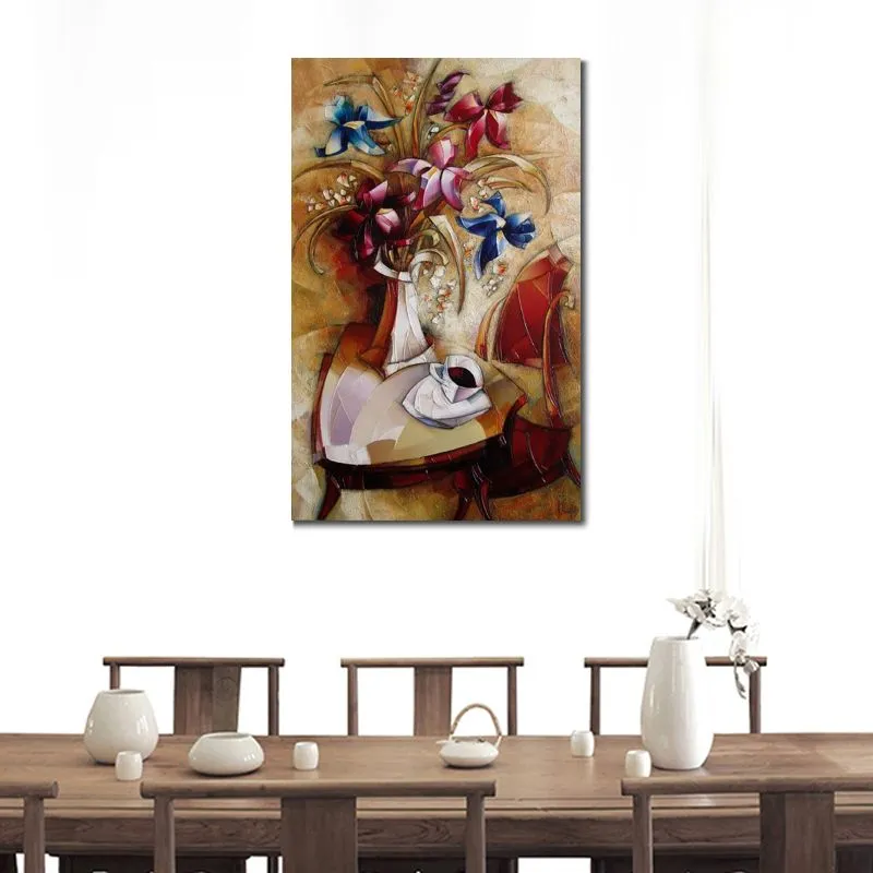 Abstract Canvas Art Rose Coffee Hand Painted Artwork Painting for Office Space Modern Decor