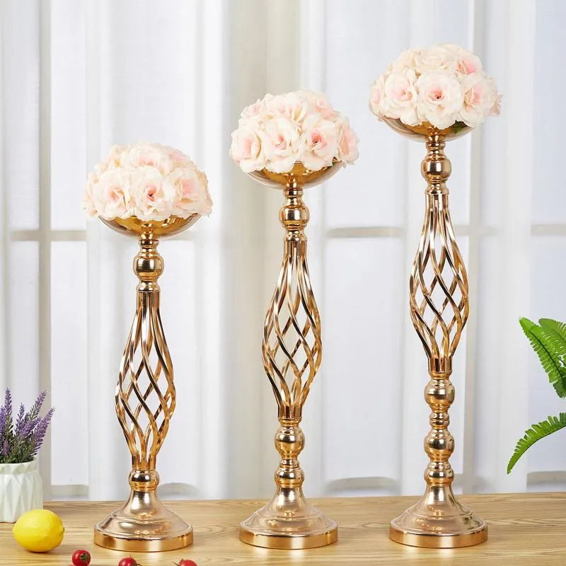 Świecane uchwyty metalowy stół ze świecznikiem świecznika Walentynkowe bukiet imprezę dekorację ślubną wazon stojak centralny