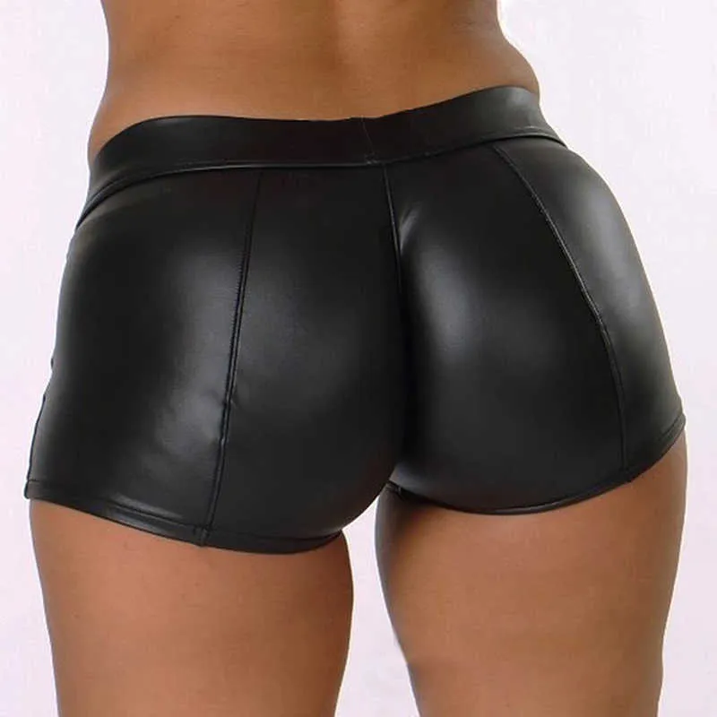 Shorts läder hög midja kropp push ups svart sprinter sport fitness kvinnors sexiga smala shorts spodenki dammskie p230606
