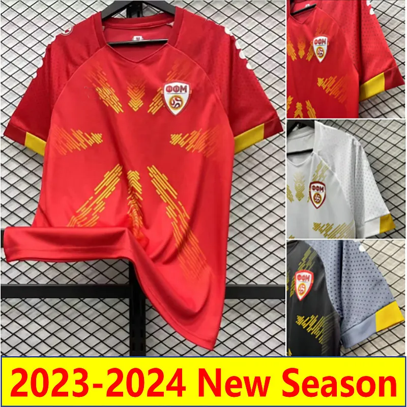 23 24 North Macedonia Soccer Jerseys Elmas Alioski Pandev Trajkovski Football Shirt Jahovic Ristovski Musliu 2023 National Team Home Away Kit Kid Kids Uniforms