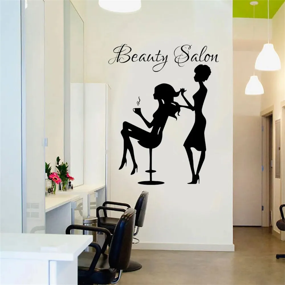 Spa Beauty Salon Makeup Artist Wall Sticker Cosmetics Lipsticker Makeup Shop Window Decals Hair Salon Art Decoration Mural