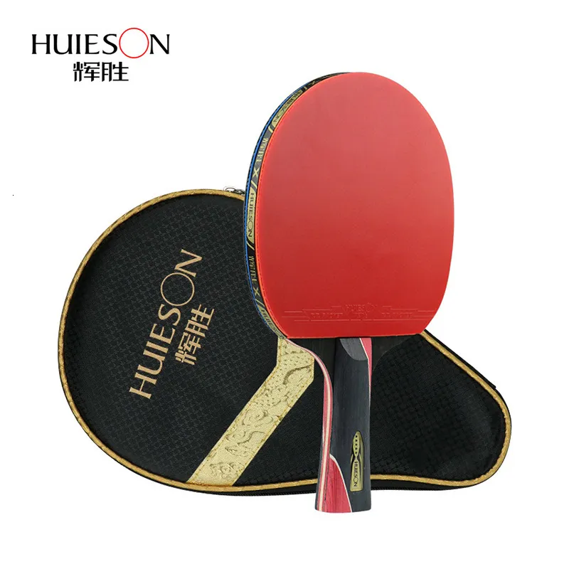 Raquetas de tenis de mesa Huieson raqueta de ping pong de 5 estrellas raqueta de tenis de mesa de fibra de carbono para espinillas dobles en goma 230612