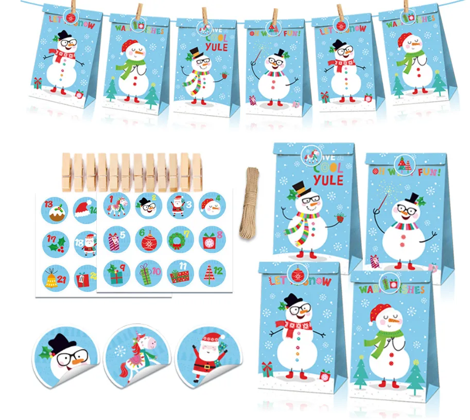 Förpackningspåsar Kraft Paper Oil Christmas Snowman Candy Fruit Presentförpackning Drop Delivery Otraa