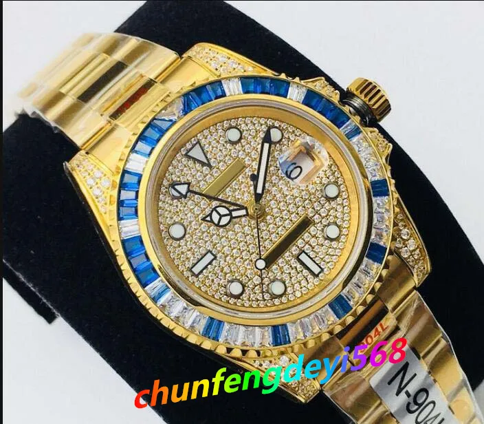 2023 Fine Men's Watch 316 Stainless Steel Case Colored Blue Diamond Bezel Automatic Mechanical Movement Diameter 40mm Fashion Mens WristWatches Gift