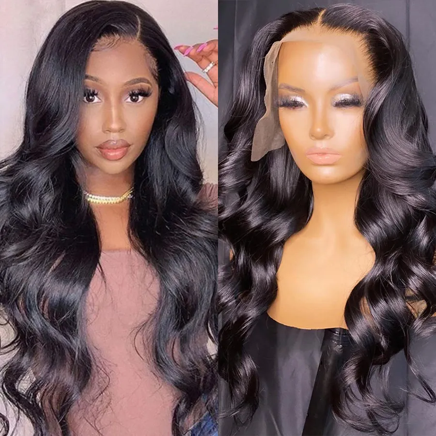 13x4 Body Wave Lace Front Wig Pré Arrancado Hd Perucas Naturais Brasileiras Para Mulheres Molhadas E Onduladas Água Ondulada 30 40 Polegadas Peruca de Cabelo Humano