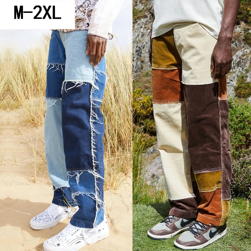 Jeans pour hommes Pantalons en denim pour hommes Casual Noir Bleu Skinny Slim Fit Patchwork Denim Pants Biker Hip Hop Jeans pour hommes avec un pantalon en denim ample 230612