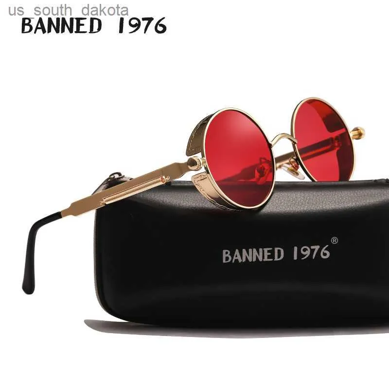 2020 Retro Round Metal HD Polarizzati Punk Steampunk Occhiali da sole per donna Uomo Vintage Occhiali da sole Oculos De Sol Meminino Masculino L230523