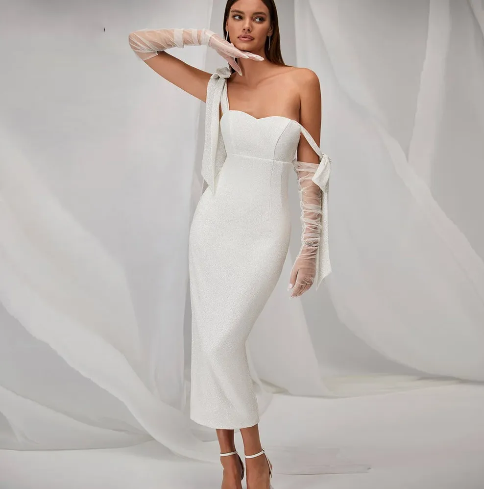 2023 Suknia ślubna z pochwę blattera Sweetheart Strapy Bow Cequine Silt Tea Long Bridal Fornal Party Suknie Vestido de novia Sexy