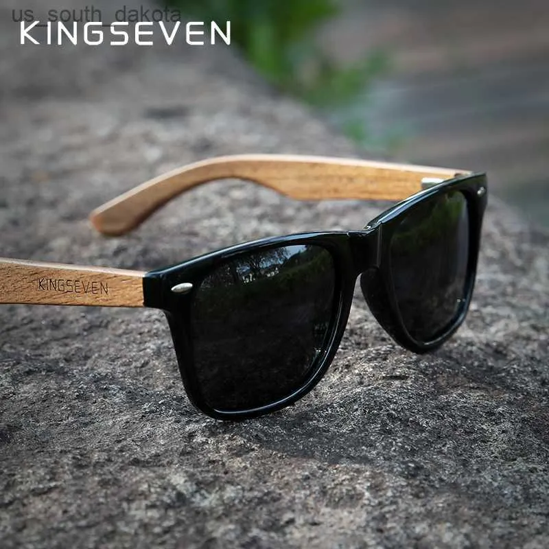 KINGSEVEN Marca 2022 Moda Feito à Mão Óculos De Sol De Madeira Natural Para Homens Mulheres Óculos de Sol Polarizado UV400 Espelho Óculos Masculino L230523