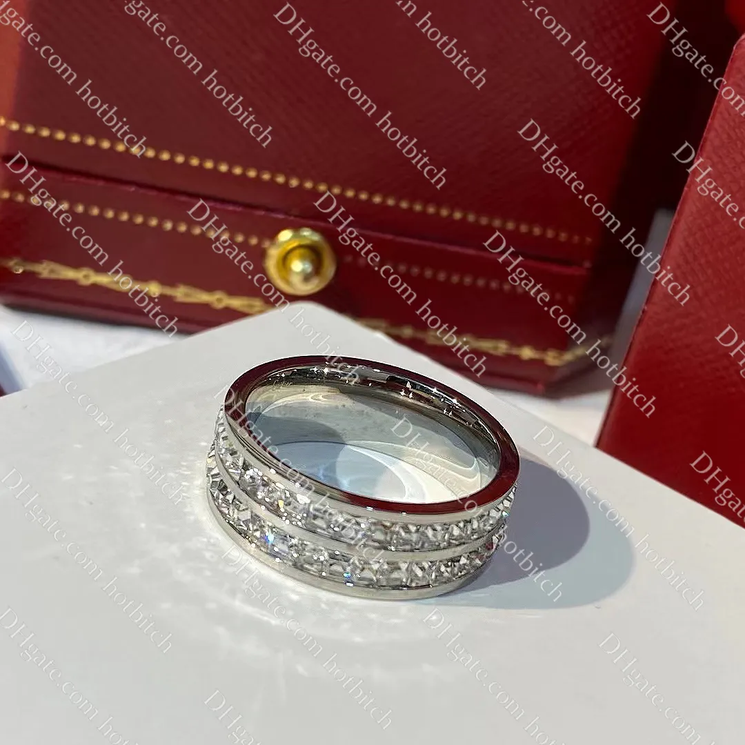 Mulheres Designer Anel de Diamante Homens Mulheres Anel de Noivado Amantes de Luxo Marca de Casamento Banda Anéis Clássico 925 Prata Casal Jóias Presente de Natal