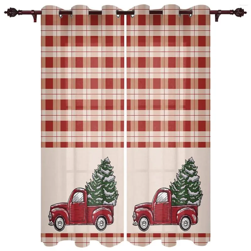 Tenda Natale Camion Plaid Finestre Tende Soggiorno Arredamento di lusso Camera da letto Cucina Finestra Tende