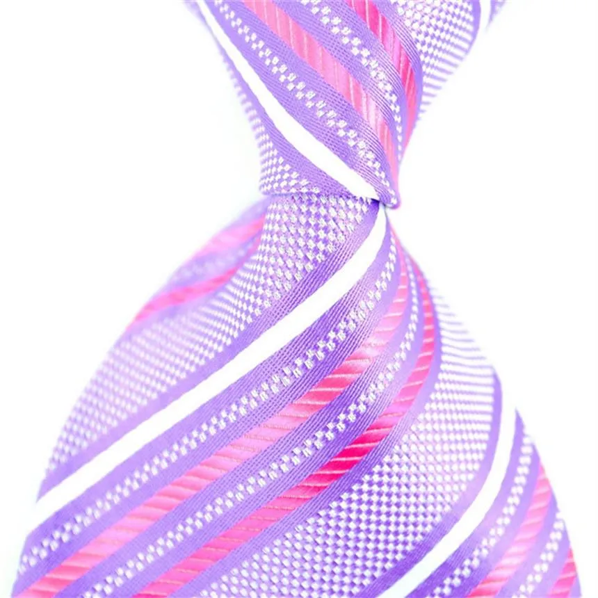 8 Styles New Classic Striped Men Purple Neckties Jacquard Woven 100% Silk Blue and White Men's Tie Formal Business Neckties F294x