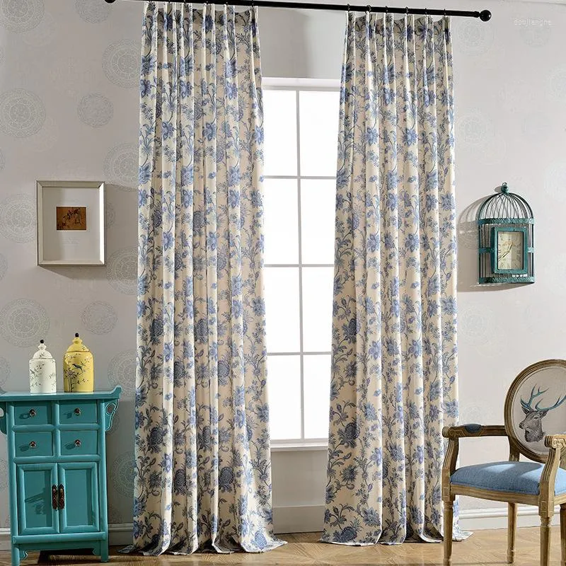 Suministro directo del fabricante de cortinas de cortinas estampadas de algodón y poliéster modernas y simples para el hogar