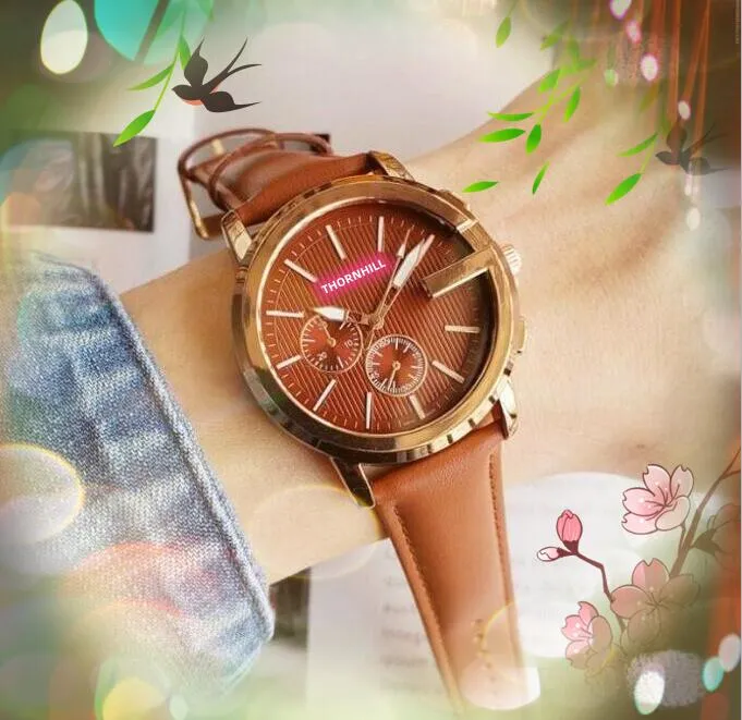 Big Two Eyes Dial quartz battery Watch Women Men Leather Band Timing clock auto date popular European and American watches Christmas Mother's Day Gifts