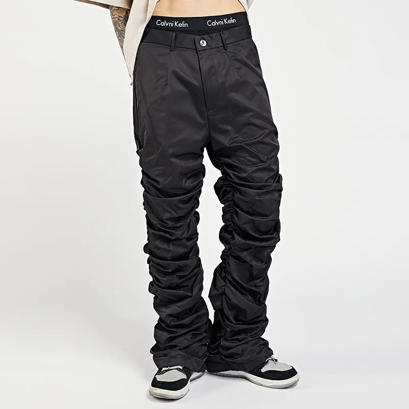 Spodnie Hip Hop Retro Drapowane proste białe czarne męskie spodnie luźne plisowane ponadwymiarowe swobodne spodnie harajuku workowate spodnie