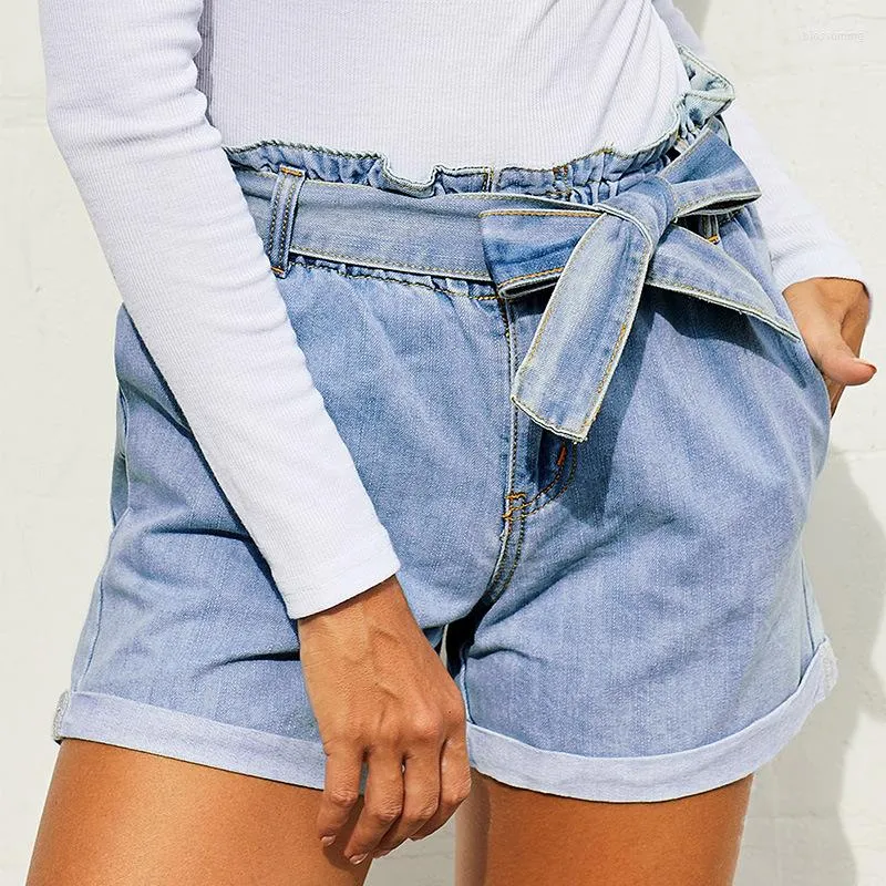 Kvinnors jeans kvinnor blå denim shorts hög midja kort sommar lös tunn stor storlek bomull kvinnlig xxl flickor streetwear