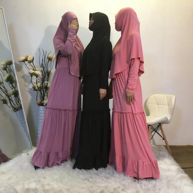 Etnische Kleding Bescheiden Hijab Jurk Vrouwen Moslim Khimar Jilbab Islamitische Dubai Turkije Kaftan Gewaad Eid Ramadan Sjaal Abaya Caftan Gown set