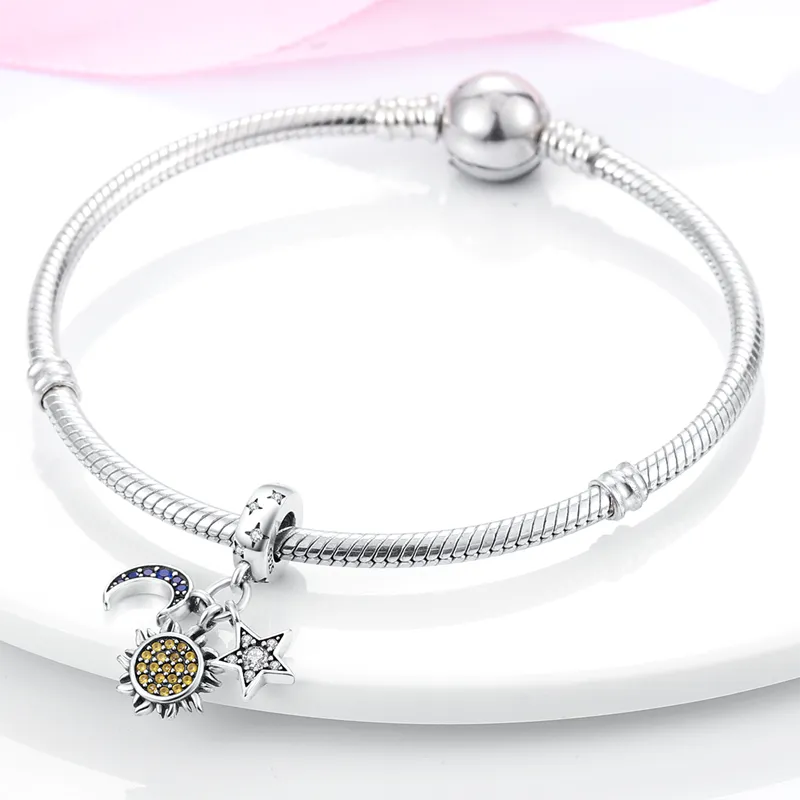 925 silver Fit Pandora Original charms DIY Pendant women Bracelets beads Summer Ocean Starfish Sea Turtle Charm Moon Star Pendant