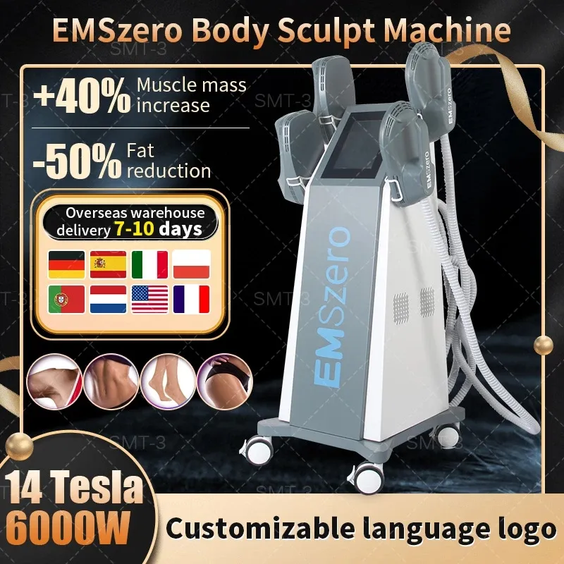 Neuestes Emszero 14 Tesla 6000W Muscle RF Sculpt Neo Nova EMS-Gerät mit Beckenstimulationspad-Option Salon