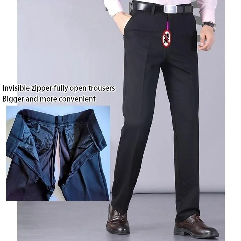 Pantalon Pantalon à entrejambe ouvert Décollage gratuit Couples Champ de rencontre Fermeture éclair invisible Costumes pour hommes pour les voyages d'affaires Pantalon pratique pour le sexe en plein air