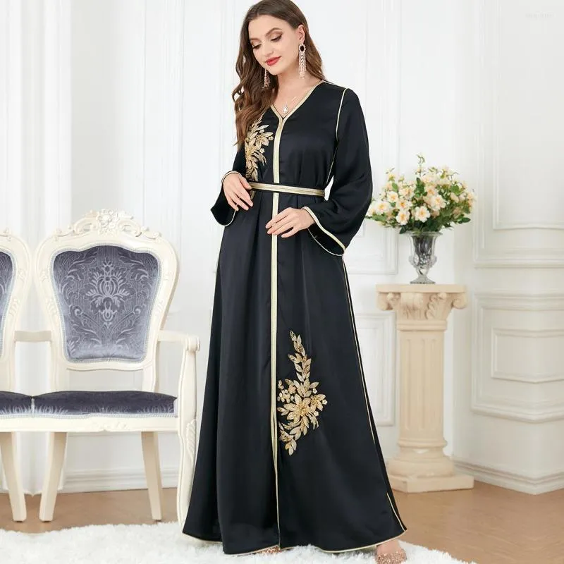 Vêtements ethniques Robes de soirée de luxe Abayas Broderie florale musulmane Ramandan Eid Robe Cardigan Robes longues Kimono Jubah Thobe Prière islamique