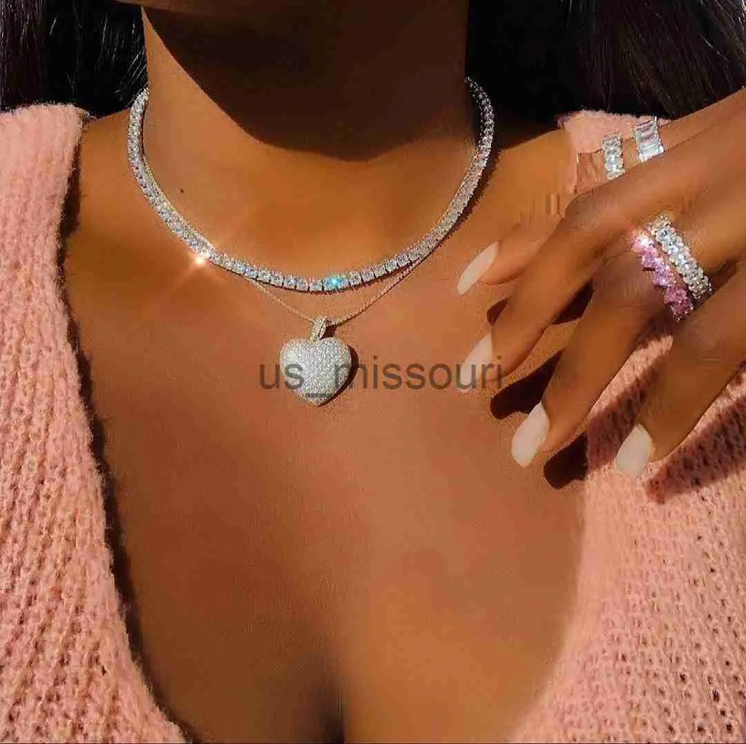 Collana tennis con ciondolo a cuore e zirconi per donna_voghion.com