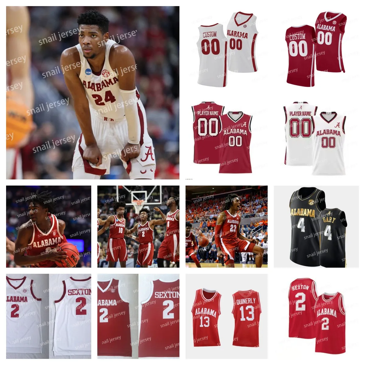 2023 Mens Custom Alabama Crimson Tide Basquete Jerseys Jaden Bradley Noah Gurley Dom Welch Noah Clowney Brandon Miller Nimari Burnett Adam Cottrell Mark Sears