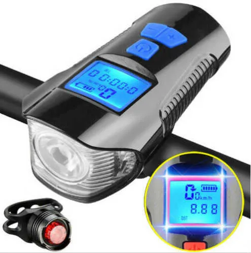 Outdoor Led Bicycle Lamp Charging Code Meter Mountain Bike Night Headlight Riding Equipment