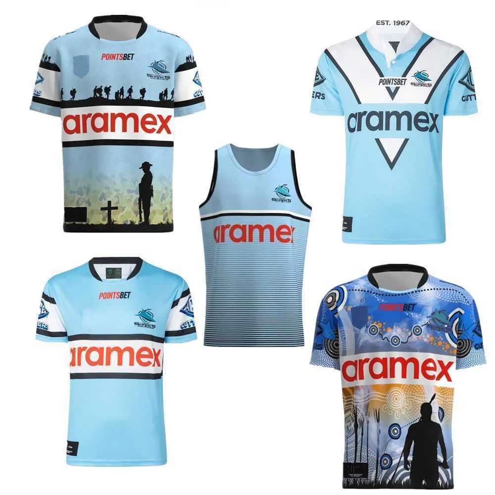 Fw23 Mens T Shirts New 2023 2024 Sharks INDIGENOUS Rugby Jersey HOME Away JERSEYS Australia