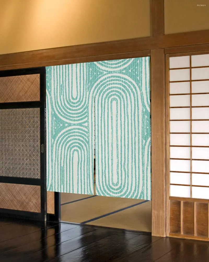 Gordijn Geometrische Textuur Herhaal Patroon Japanse Deur Gedrukt Partitie Keuken Deuropening Decoratieve Gordijnen Cafe Restaurant Decor