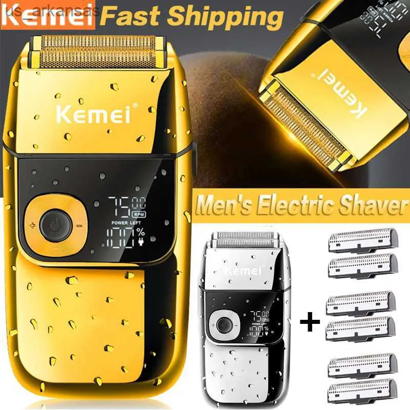 Kemei Electric Shaver Hair Clipper for Men's Electric Razor Beard Trimmer Resisocating Foil Shaving Professional Shaver Machine L230523